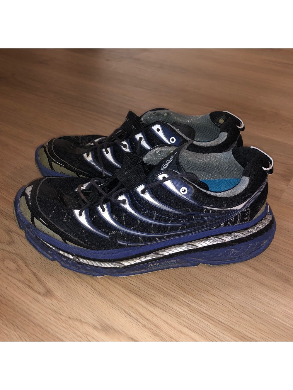 HOKA ONE ONE STINSON TARMAC TRAIL RUNNING SHOES ZERO GRAVITY BLUE BLACK MENS 9
